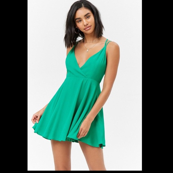 Green Crisscross Mini Dress - Picture 1 of 2